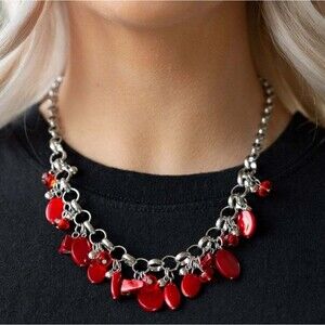 Paparazzi I Want To Sea The World Red Necklace and Earring Set